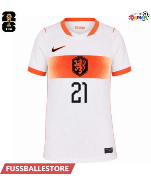 Günstige Niederlande Frenkie de Jong #21 Auswärtstrikot Damen WM 2026 Kurzarm